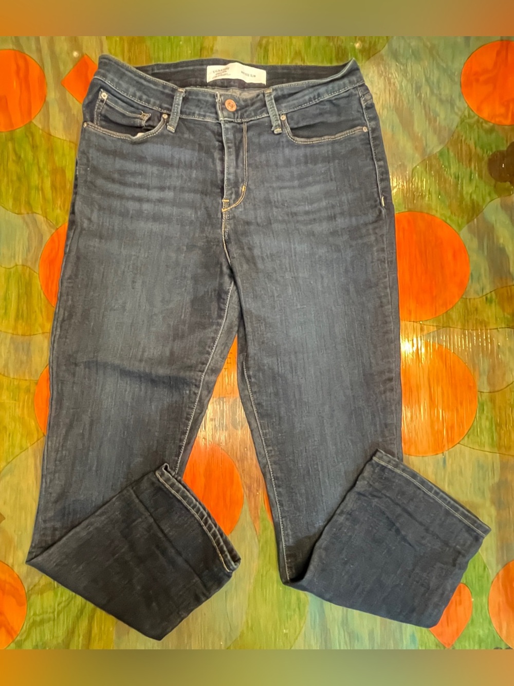 Signature Levi Strauss Dark Wash Jeans Mid Rise Slim 28 x 25.5
